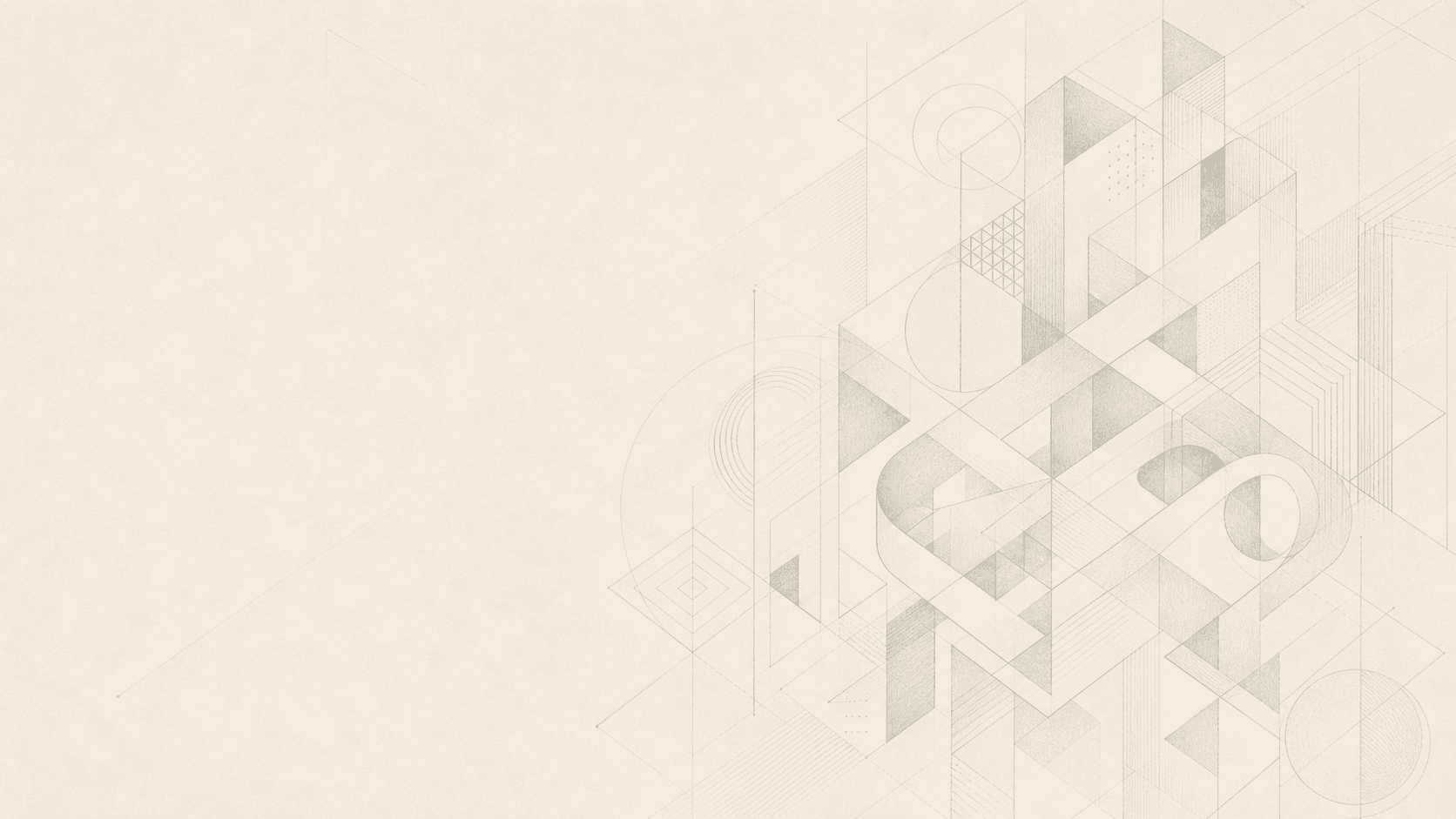 Minimalist hand-drawn impossible geometry on warm ivory paper